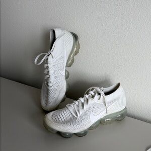 Nike Women's White Flyknit VaporMax Sneakers with Translucent Air Sole